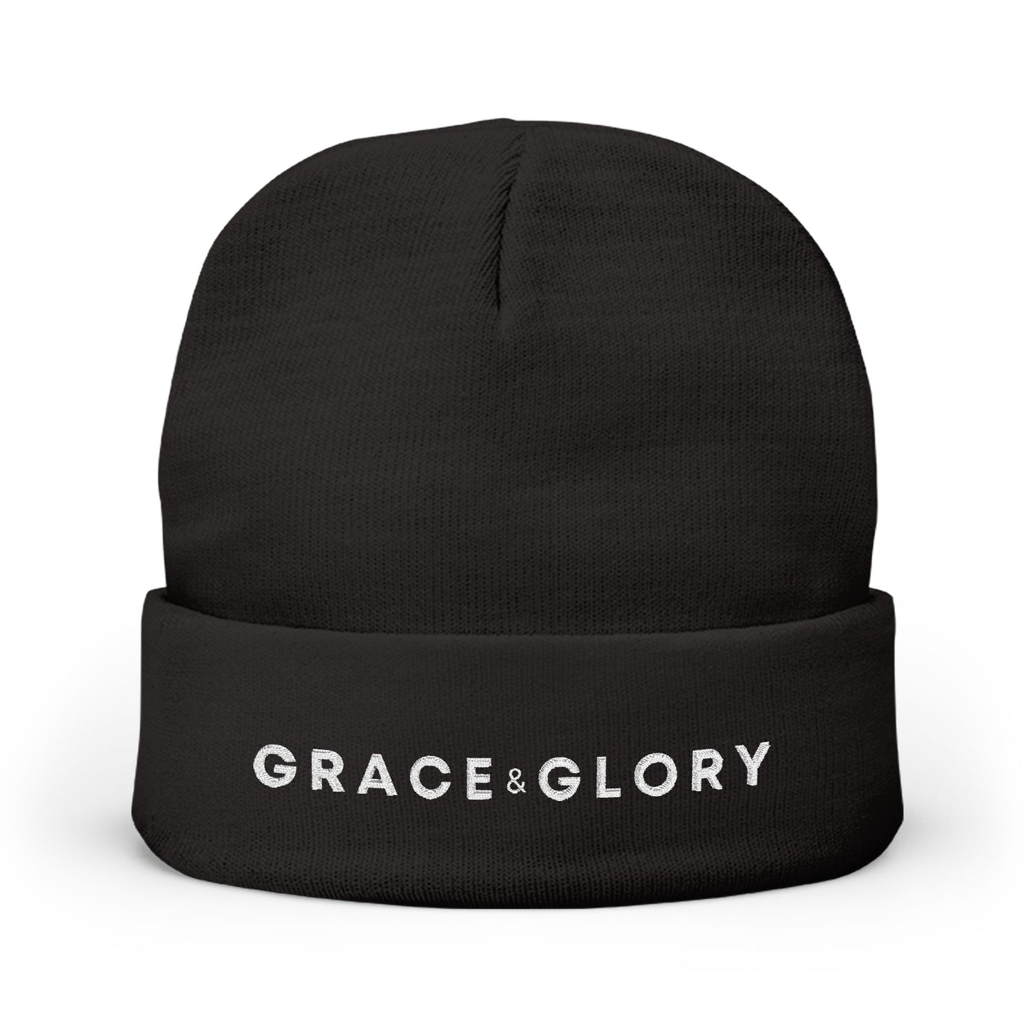 Embroidered Knit Beanie - Grace & Glory Winter Hat, Cozy Warm Beanie for Him/Her, Gift for Birthdays, Holidays, Casual Wear