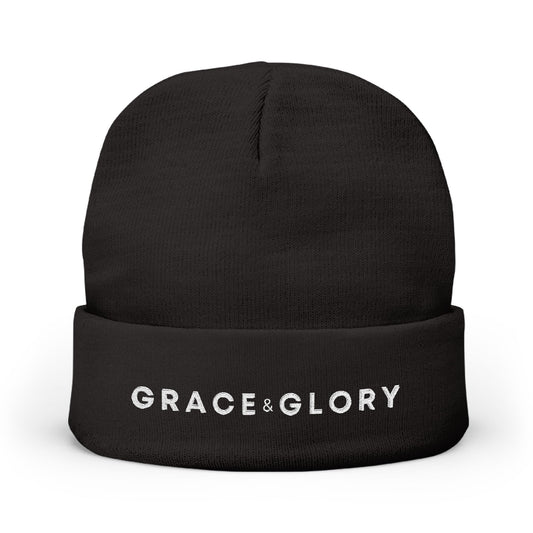 Embroidered Knit Beanie - Grace & Glory Winter Hat, Cozy Warm Beanie for Him/Her, Gift for Birthdays, Holidays, Casual Wear